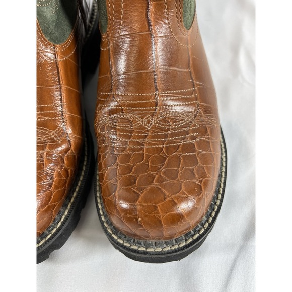 Ariat Fatbaby Cowboy Women's sz 9.5 Western Cowboy Brown Green Leather Boots~EUC - Picture 10 of 16